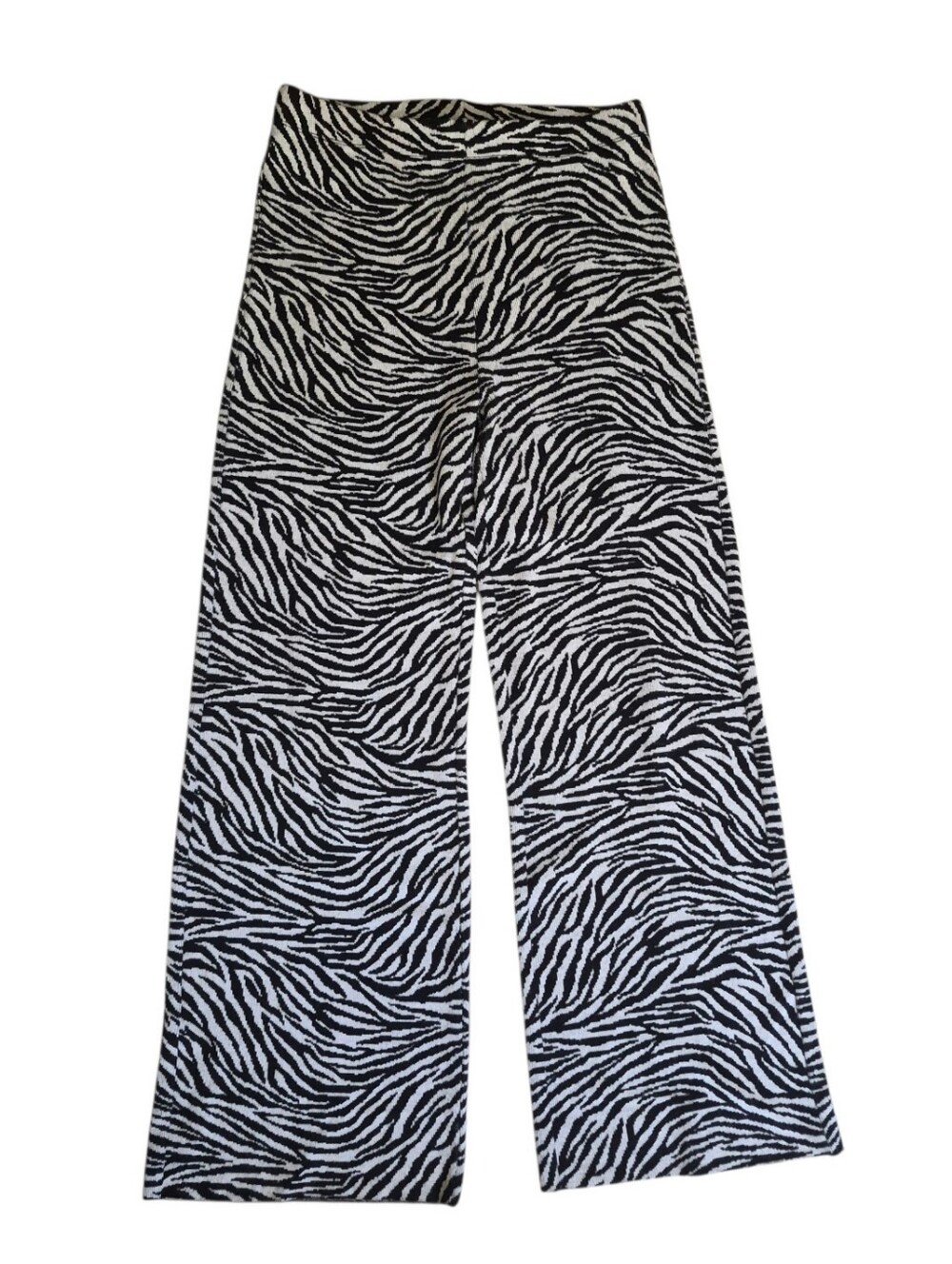 Beige Botany Women's Zebra Print Wide-Leg High rise Pants (Size M) -Cotton blend - Picture 2 of 10